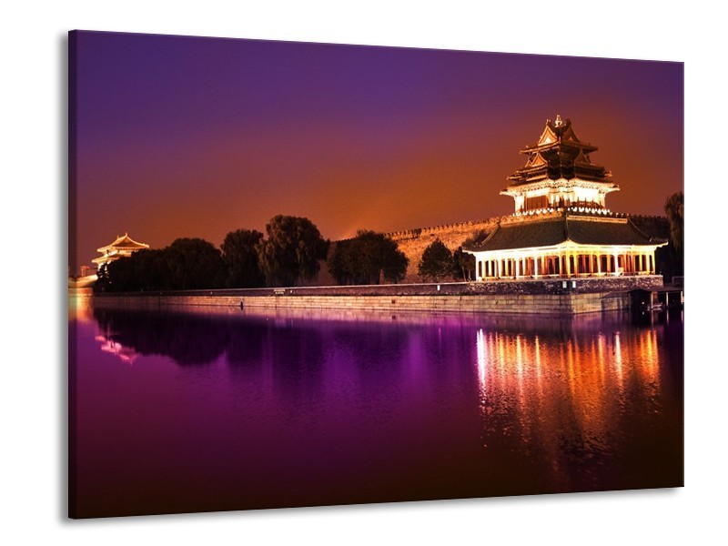 Glas schilderij Uitzicht | Paars, Oranje, Grijs | 100x70cm 1Luik