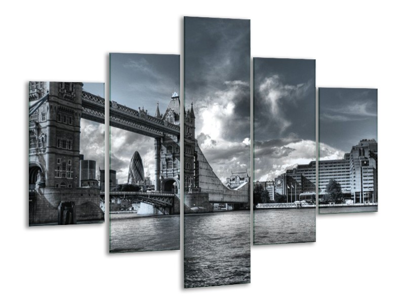 Glas schilderij Brug | Grijs, Wit | 100x70cm 5Luik