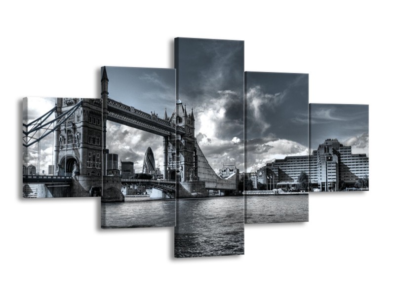 Glas schilderij Brug | Grijs, Wit | 125x70cm 5Luik