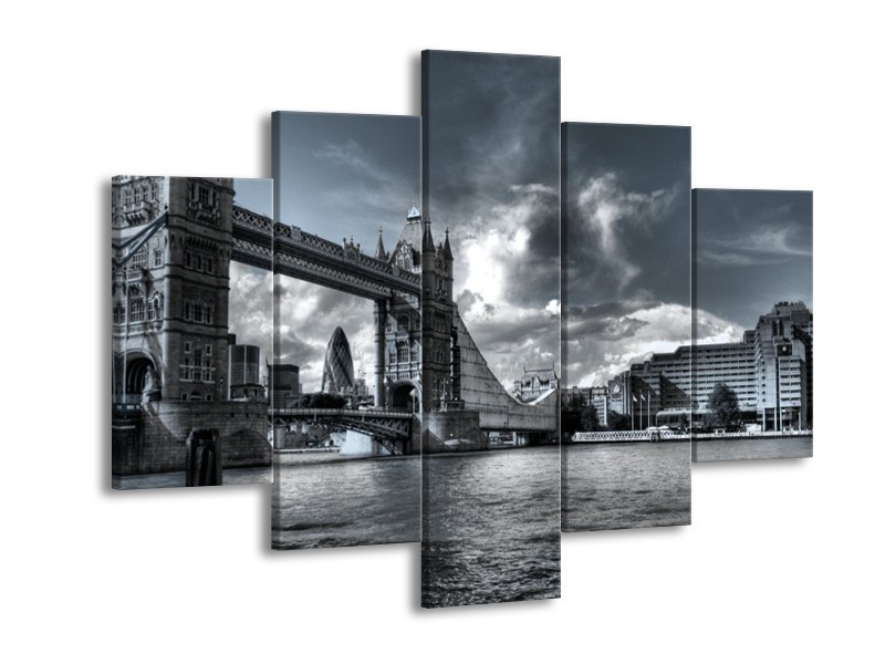 Glas schilderij Brug | Grijs, Wit | 150x105cm 5Luik