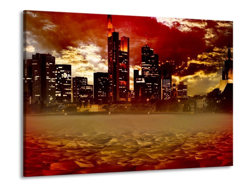 Glas schilderij Stad | Rood, Geel, Grijs | 100x70cm 1Luik