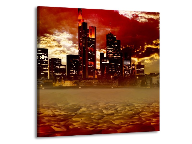 Canvas schilderij Stad | Rood, Geel, Grijs | 70x70cm 1Luik