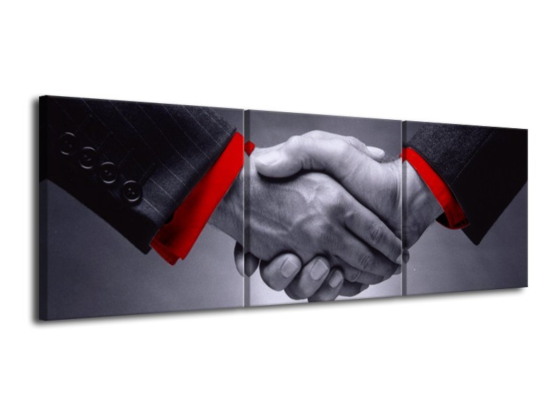 Canvas schilderij Handen | Grijs, Rood | 120x40cm 3Luik