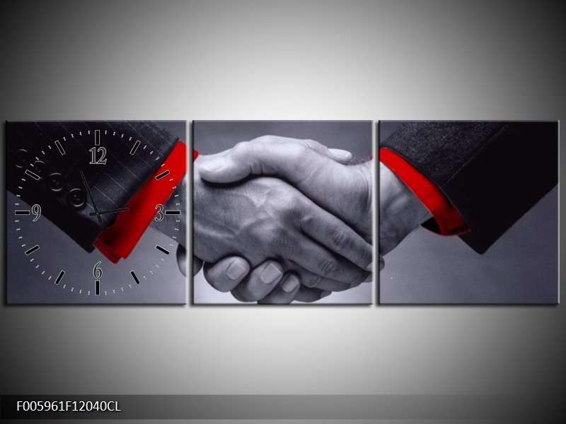 Klok schilderij Handen | Grijs, Rood | 120x40cm 3Luik
