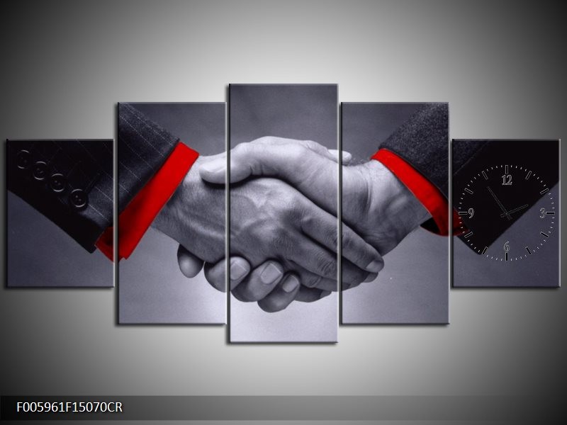 Klok schilderij Handen | Grijs, Rood | 150x70cm 5Luik