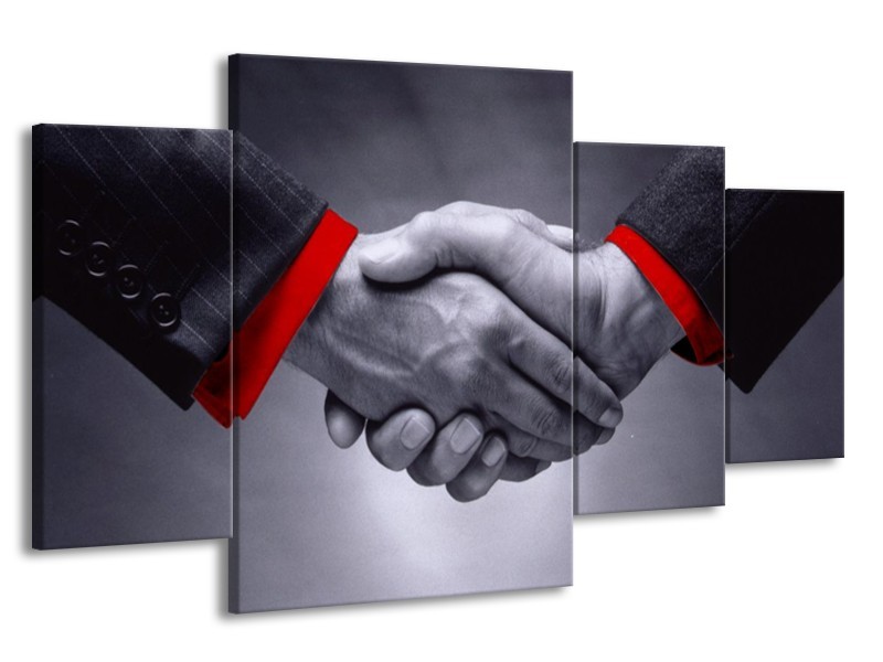 Canvas schilderij Handen | Grijs, Rood | 160x90cm 4Luik