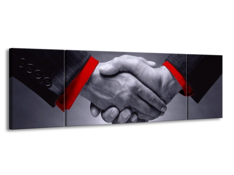 Canvas schilderij Handen | Grijs, Rood | 170x50cm 3Luik