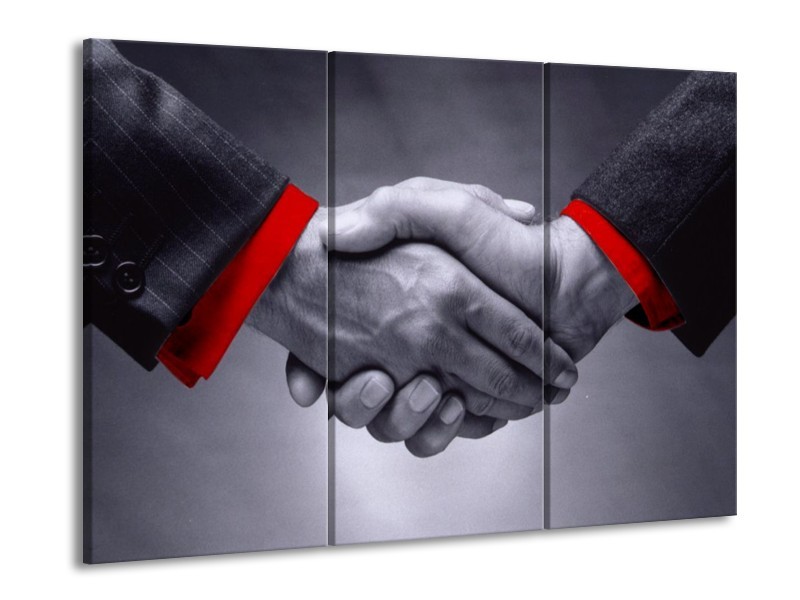 Canvas schilderij Handen | Grijs, Rood | 90x60cm 3Luik
