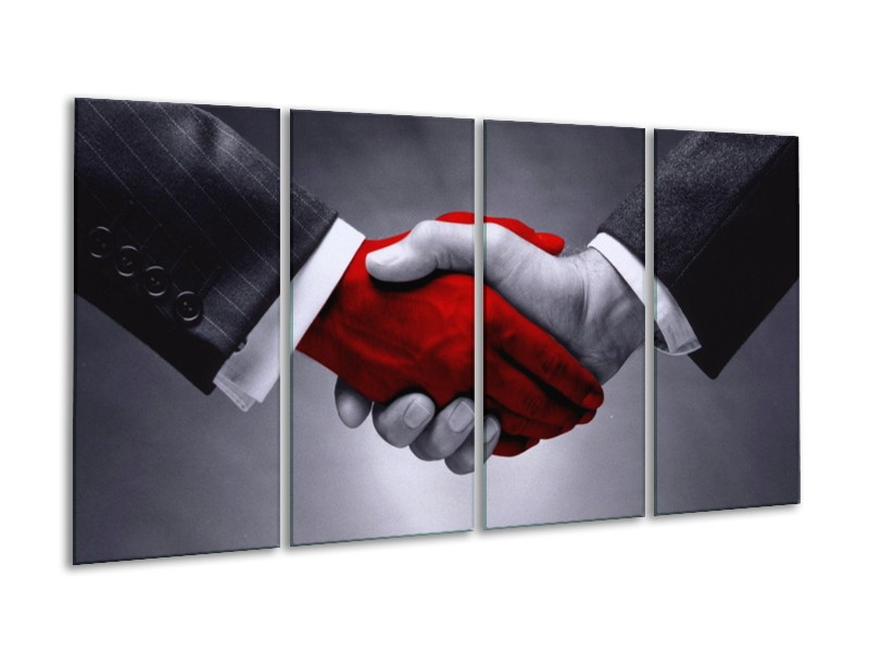 Canvas schilderij Handen | Rood, Grijs, Wit | 160x80cm 4Luik