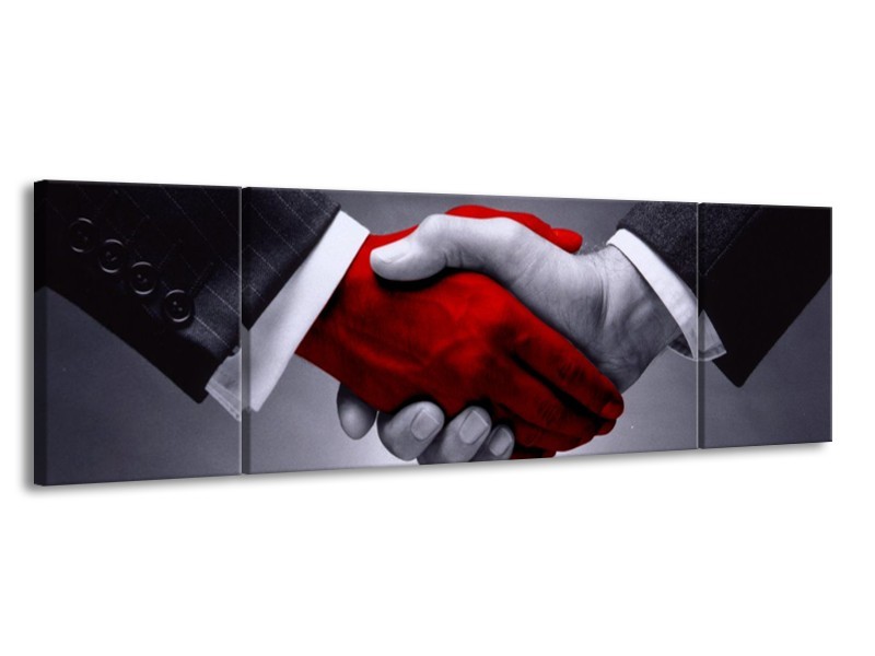Canvas schilderij Handen | Rood, Grijs, Wit | 170x50cm 3Luik