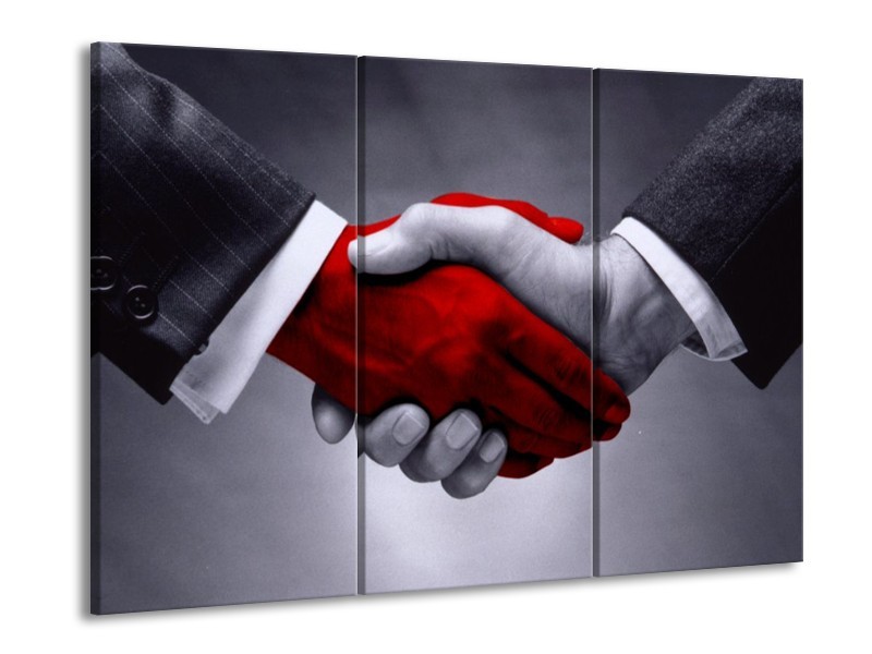 Canvas schilderij Handen | Rood, Grijs, Wit | 90x60cm 3Luik
