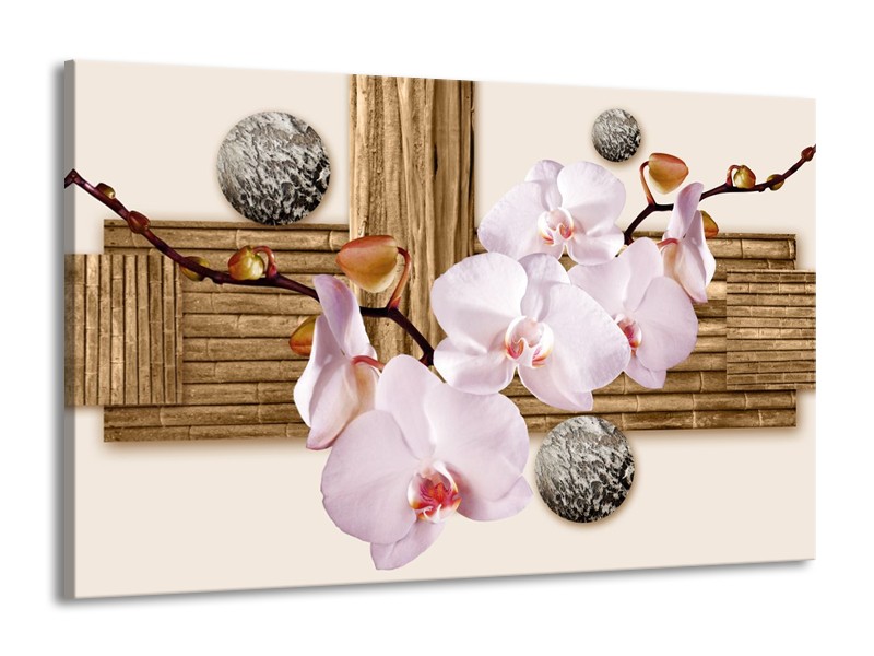 Glas schilderij Orchidee | Roze, Grijs, Bruin | 140x90cm 1Luik
