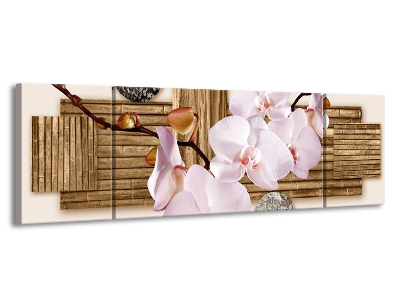 Glas schilderij Orchidee | Roze, Grijs, Bruin | 170x50cm 3Luik