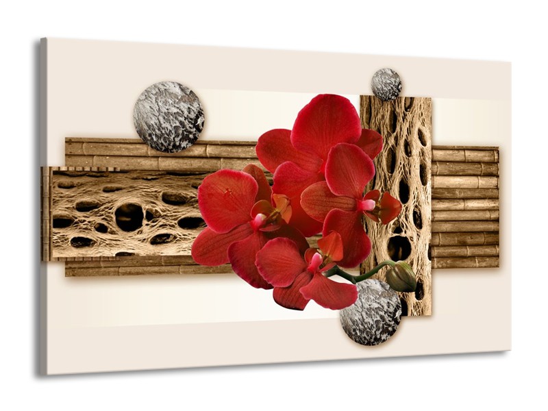 Glas schilderij Orchidee | Rood, Bruin, Wit | 140x90cm 1Luik