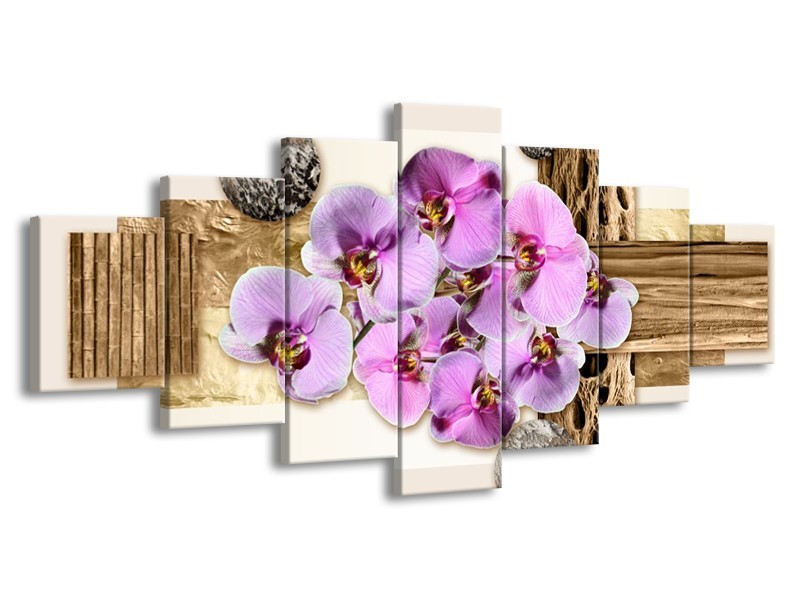 Glas schilderij Orchidee | Roze, Wit, Bruin | 210x100cm 7Luik