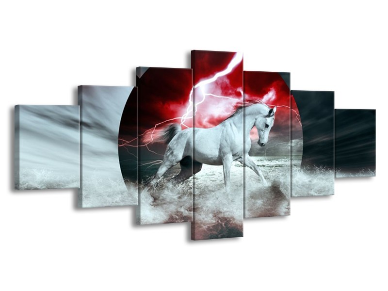 Glas schilderij Paard | Rood, Grijs, Wit | 210x100cm 7Luik