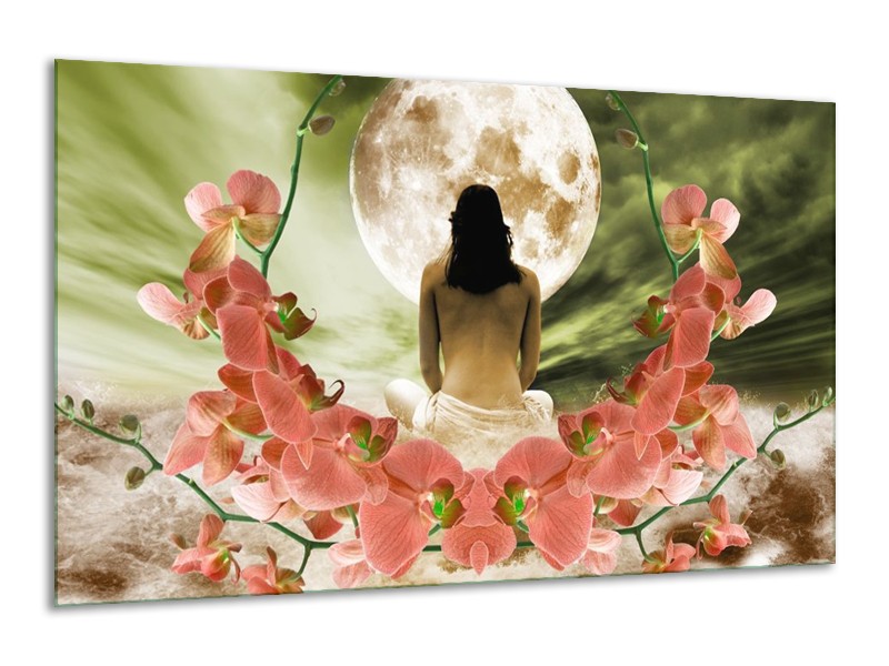 Canvas schilderij Orchidee | Roze, Groen, Wit | 120x70cm 1Luik