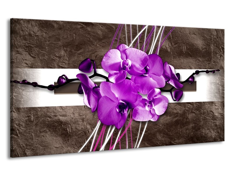 Canvas schilderij Orchidee | Paars, Grijs, Wit | 190x100cm 1Luik