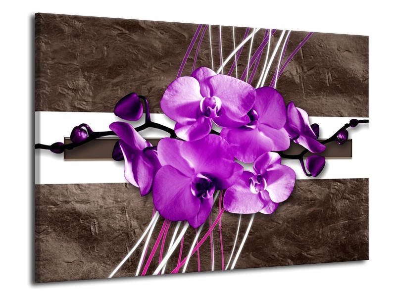 Glas schilderij Orchidee | Paars, Grijs, Wit | 70x50cm 1Luik