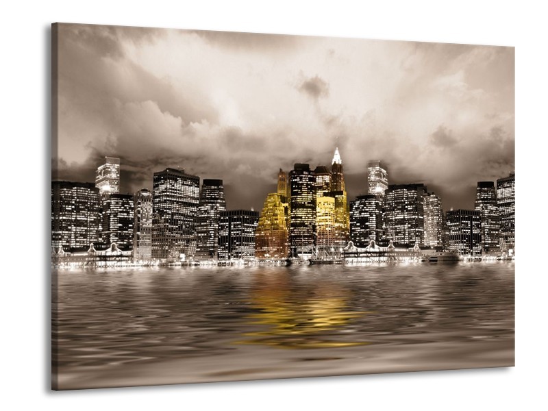 Glas schilderij Stad | Geel, Grijs, Wit | 100x70cm 1Luik