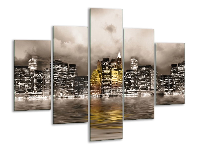 Glas schilderij Stad | Geel, Grijs, Wit | 100x70cm 5Luik