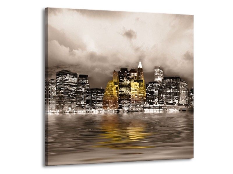Canvas schilderij Stad | Geel, Grijs, Wit | 70x70cm 1Luik