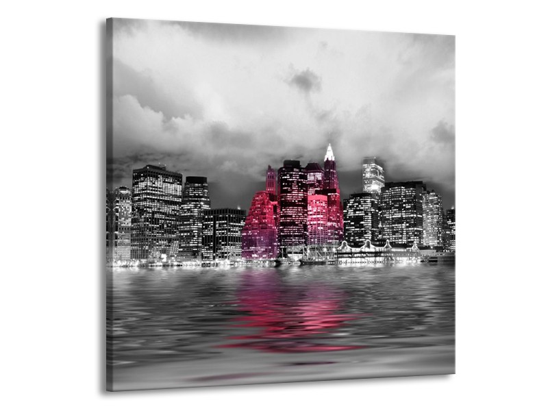 Canvas schilderij Stad | Roze, Grijs, Wit | 70x70cm 1Luik