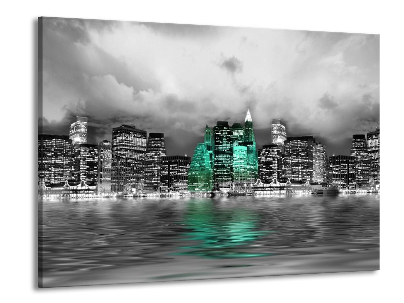 Glas schilderij Stad | Groen, Grijs, Wit | 100x70cm 1Luik