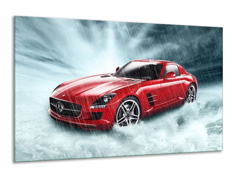 Glas schilderij Mercedes | Wit, Rood, Zwart | 120x70cm 1Luik