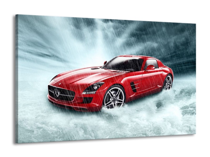 Glas schilderij Mercedes | Wit, Rood, Zwart | 140x90cm 1Luik