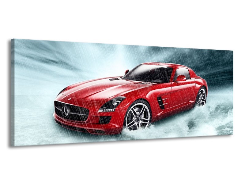 Glas schilderij Mercedes | Wit, Rood, Zwart | 145x58cm 1Luik