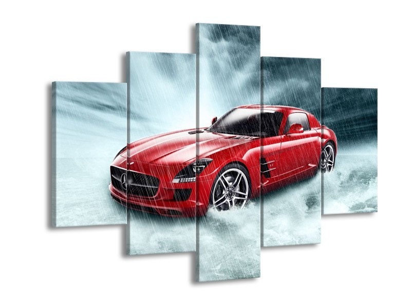 Glas schilderij Mercedes | Wit, Rood, Zwart | 150x105cm 5Luik