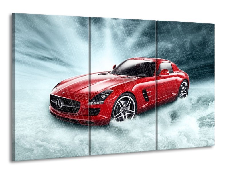 Glas schilderij Mercedes | Wit, Rood, Zwart | 165x100cm 3Luik