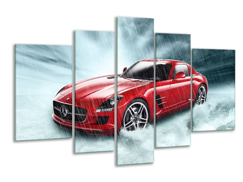 Glas schilderij Mercedes | Wit, Rood, Zwart | 170x100cm 5Luik