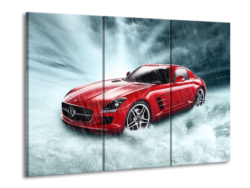 Canvas schilderij Mercedes | Wit, Rood, Zwart | 90x60cm 3Luik