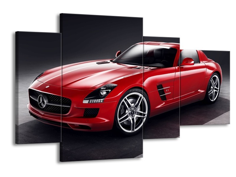 Glas schilderij Mercedes | Rood, Zwart | 120x75cm 4Luik