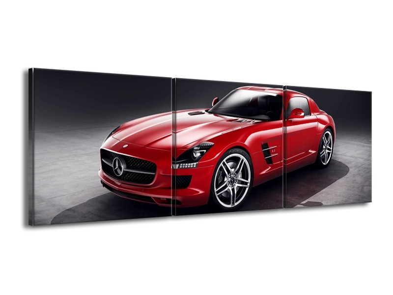 Glas schilderij Mercedes | Rood, Zwart | 150x50cm 3Luik