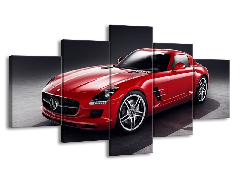 Glas schilderij Mercedes | Rood, Zwart | 150x80cm 5Luik
