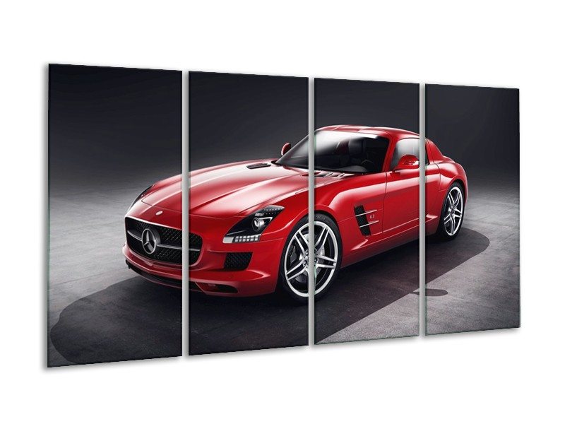 Glas schilderij Mercedes | Rood, Zwart | 160x80cm 4Luik