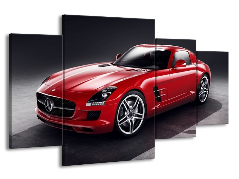 Glas schilderij Mercedes | Rood, Zwart | 160x90cm 4Luik