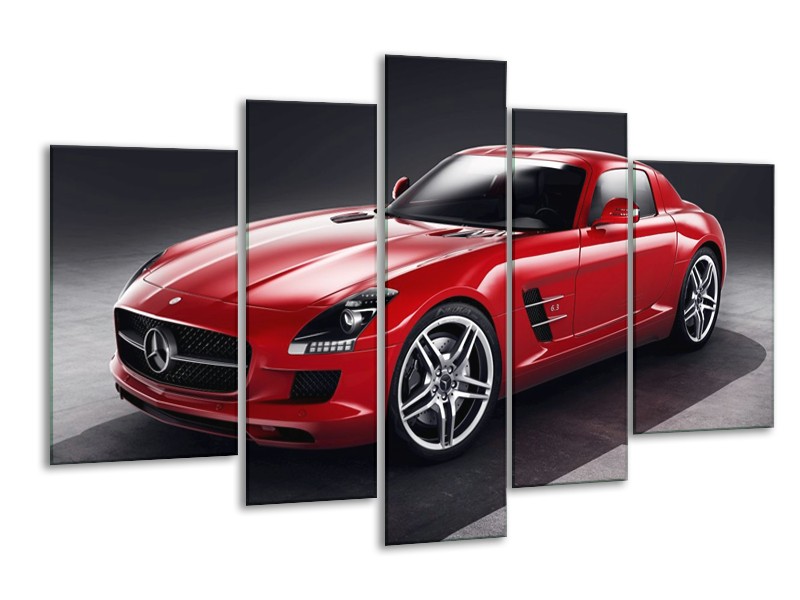 Glas schilderij Mercedes | Rood, Zwart | 170x100cm 5Luik
