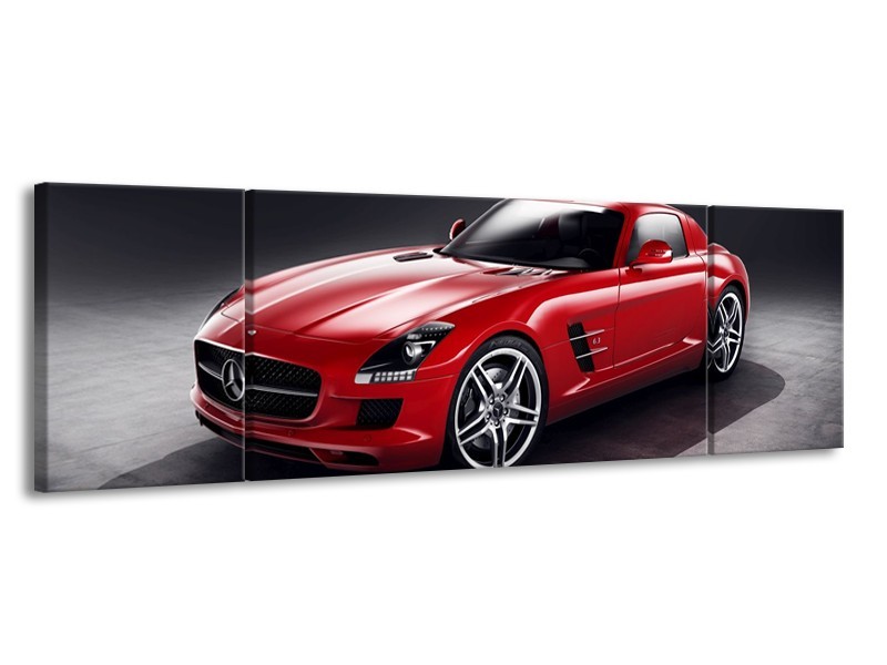 Glas schilderij Mercedes | Rood, Zwart | 170x50cm 3Luik