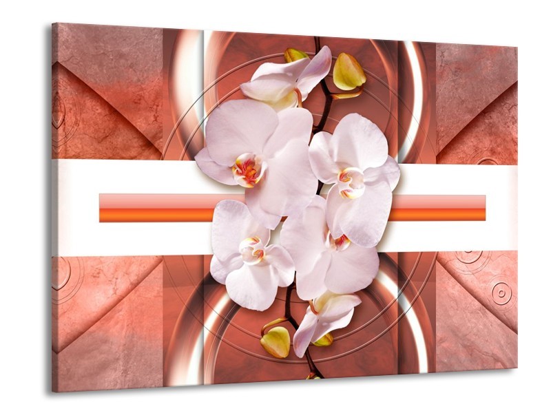 Canvas schilderij Orchidee | Wit, Rood | 100x70cm 1Luik