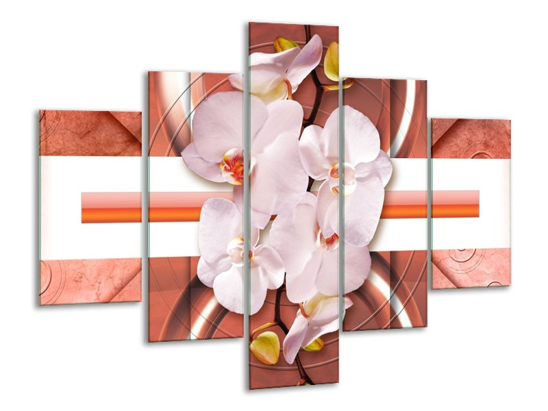 Glas schilderij Orchidee | Wit, Rood | 100x70cm 5Luik