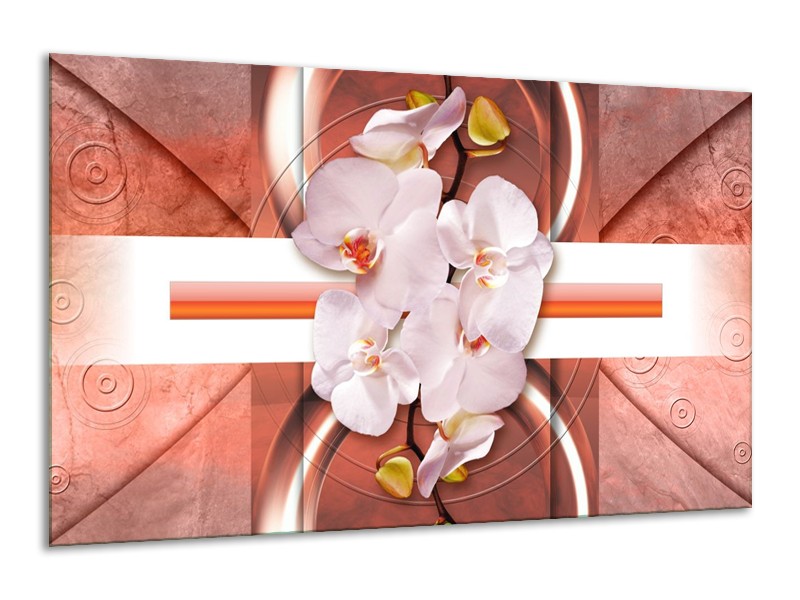 Glas schilderij Orchidee | Wit, Rood | 120x70cm 1Luik