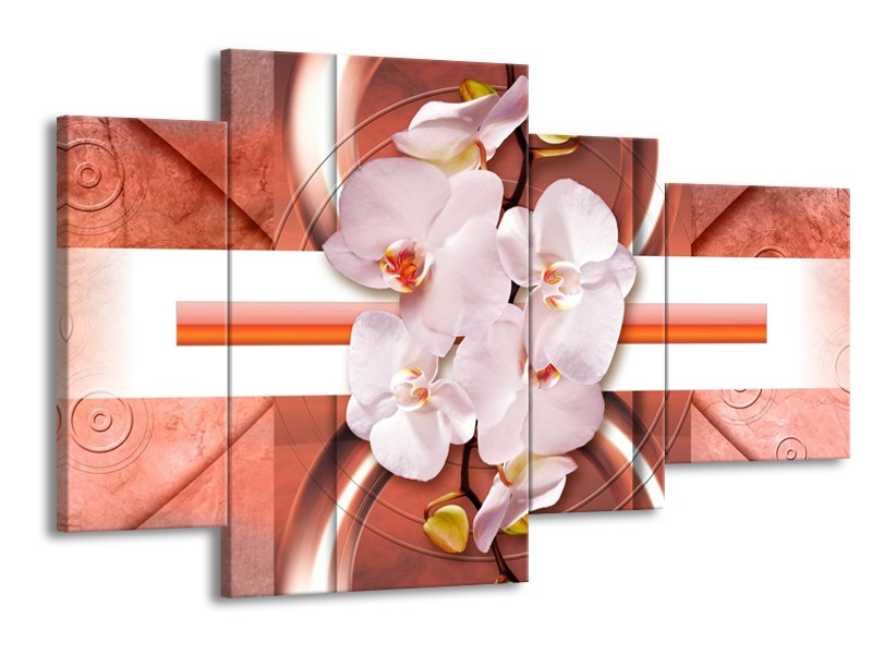 Glas schilderij Orchidee | Wit, Rood | 120x75cm 4Luik