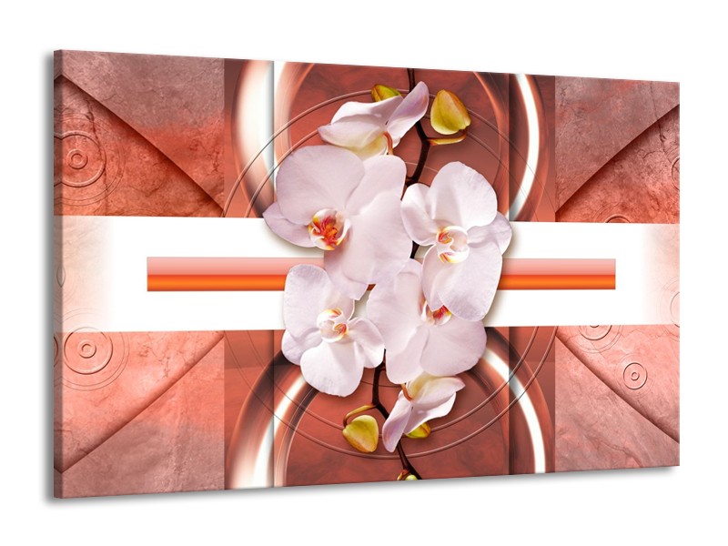 Canvas schilderij Orchidee | Wit, Rood | 140x90cm 1Luik