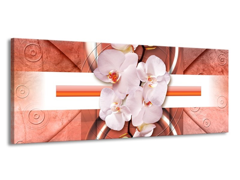 Canvas schilderij Orchidee | Wit, Rood | 145x58cm 1Luik