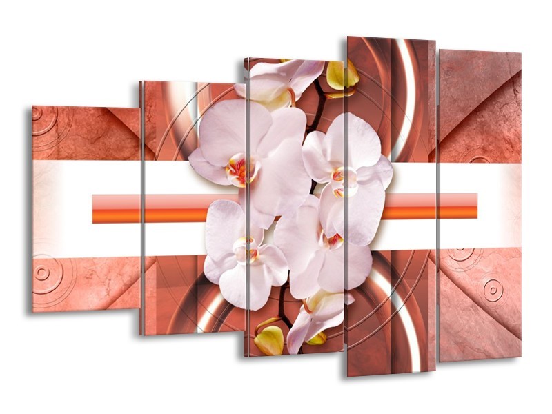 Canvas schilderij Orchidee | Wit, Rood | 150x100cm 5Luik