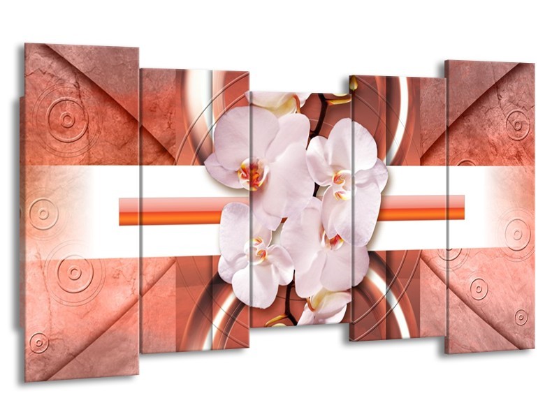 Canvas schilderij Orchidee | Wit, Rood | 150x80cm 5Luik